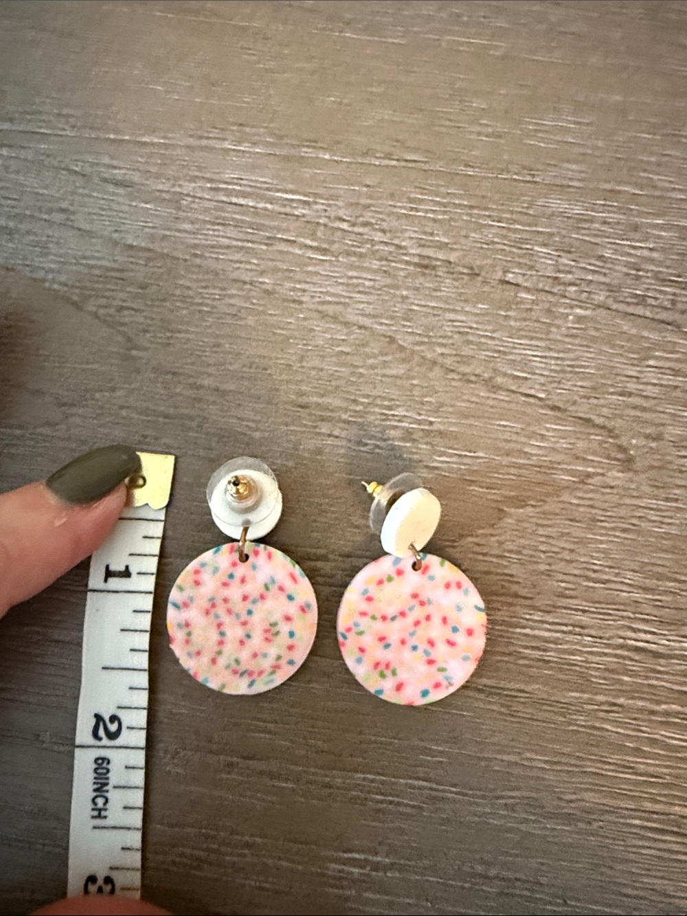 Handmade White Confetti Dot Drop Earrings - Picture 2 of 2